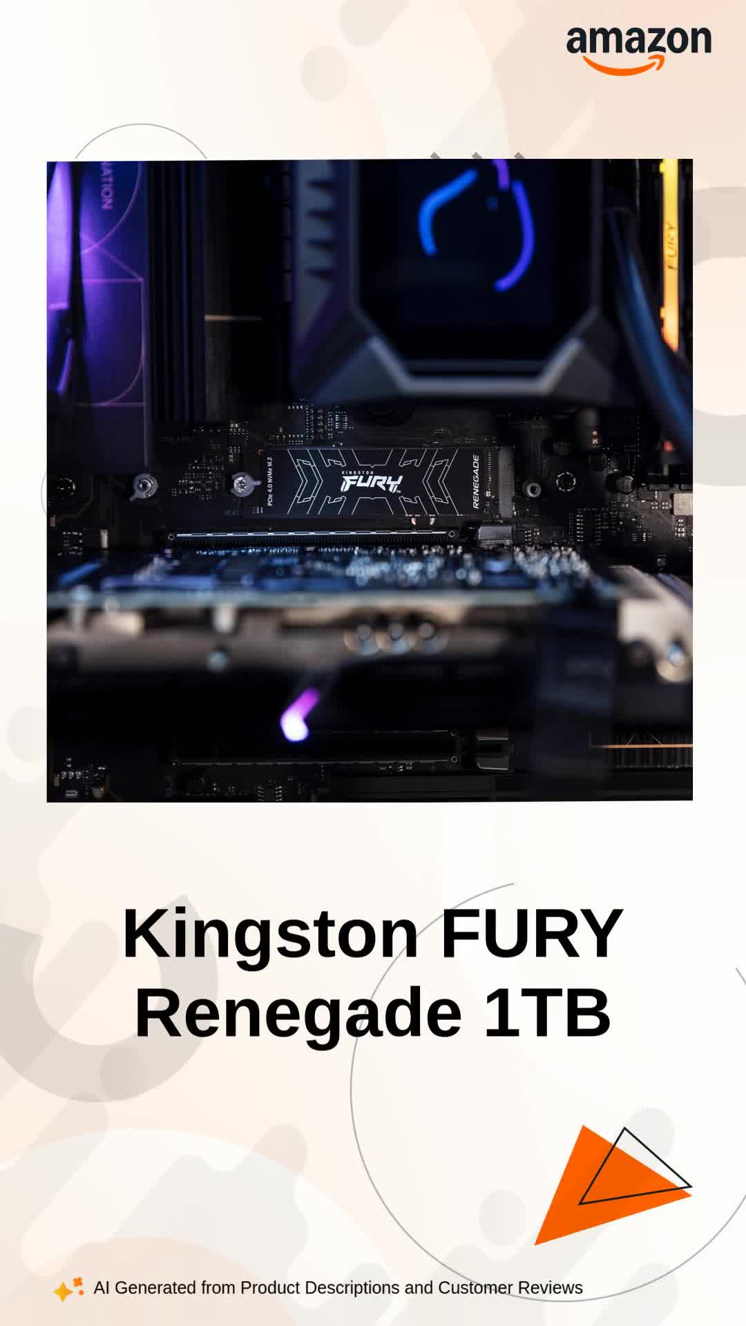 Kingston Fury Renegade 1TB PCIe Gen 4.0 NVMe M.2 Internal Gaming SSD